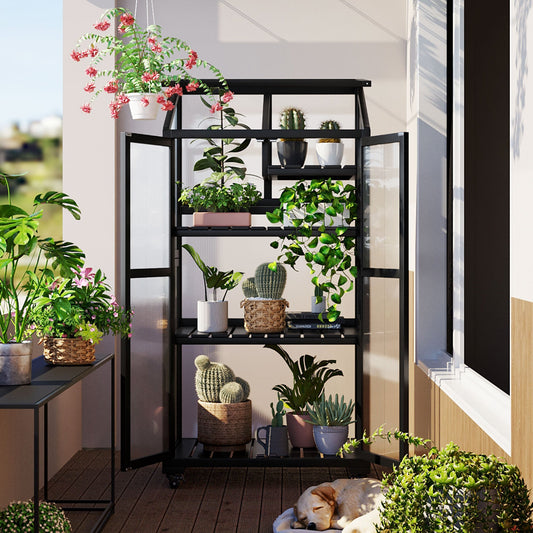 62" Balcony Plant Display Greenhouse - Portable Cold Frame