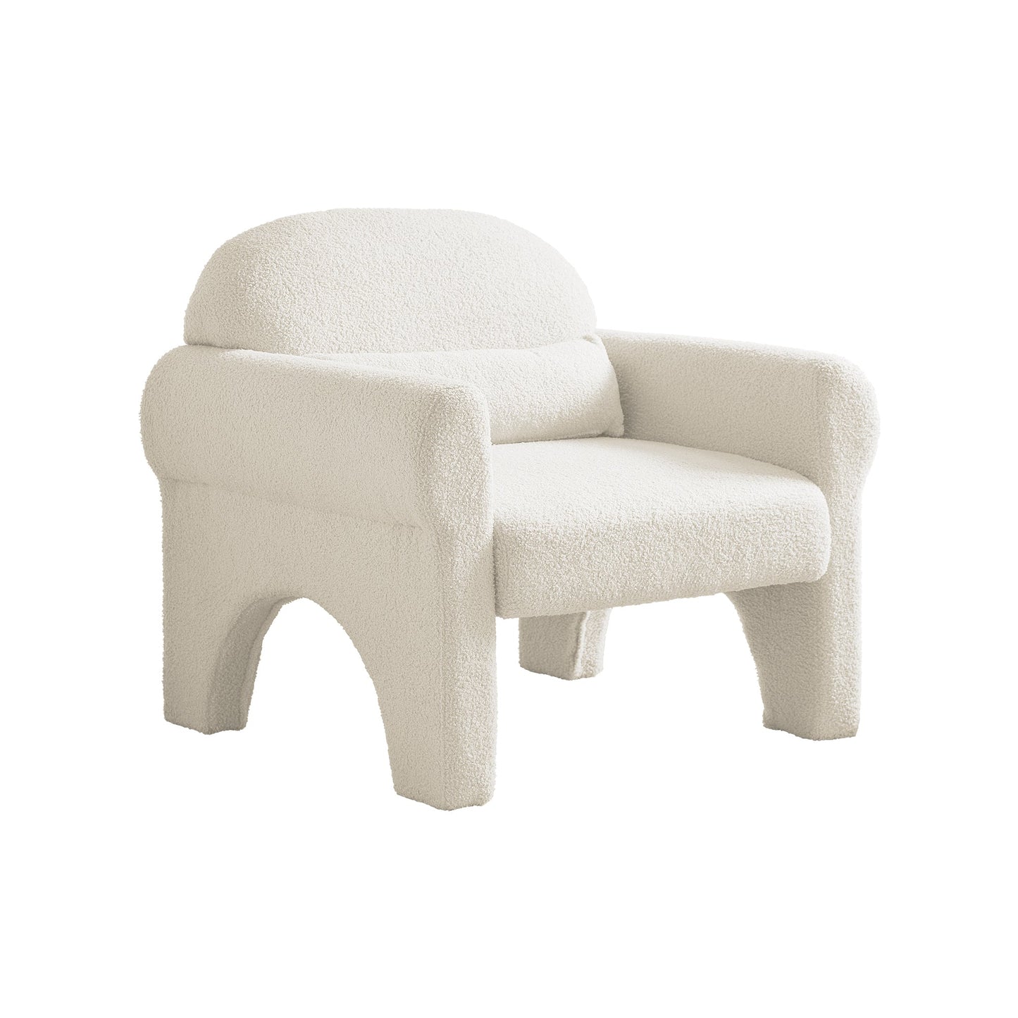 Modern Boucle Accent Chair - Antique White