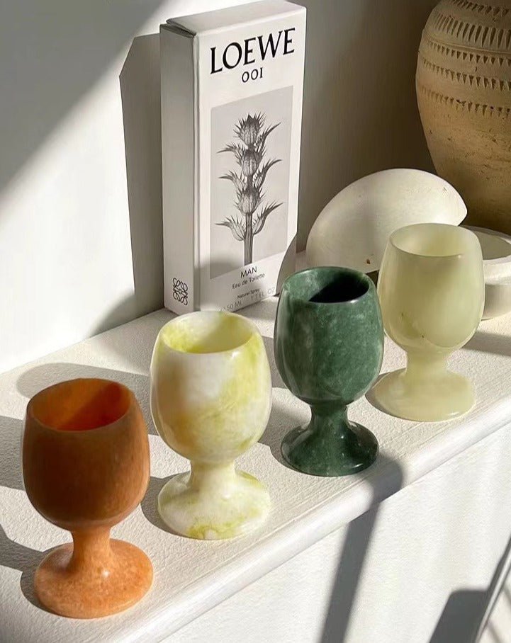 Retro Style Jade Goblet / Shooter Set - Set of 4