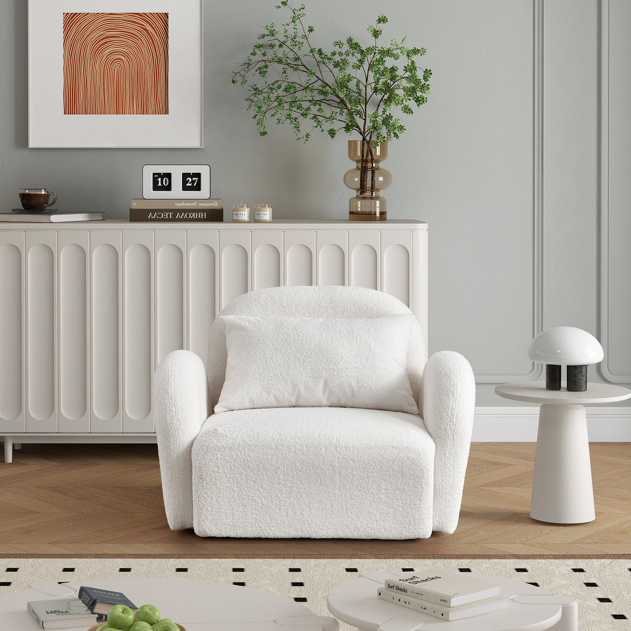 Slouchy Accent Chair - White Teddy