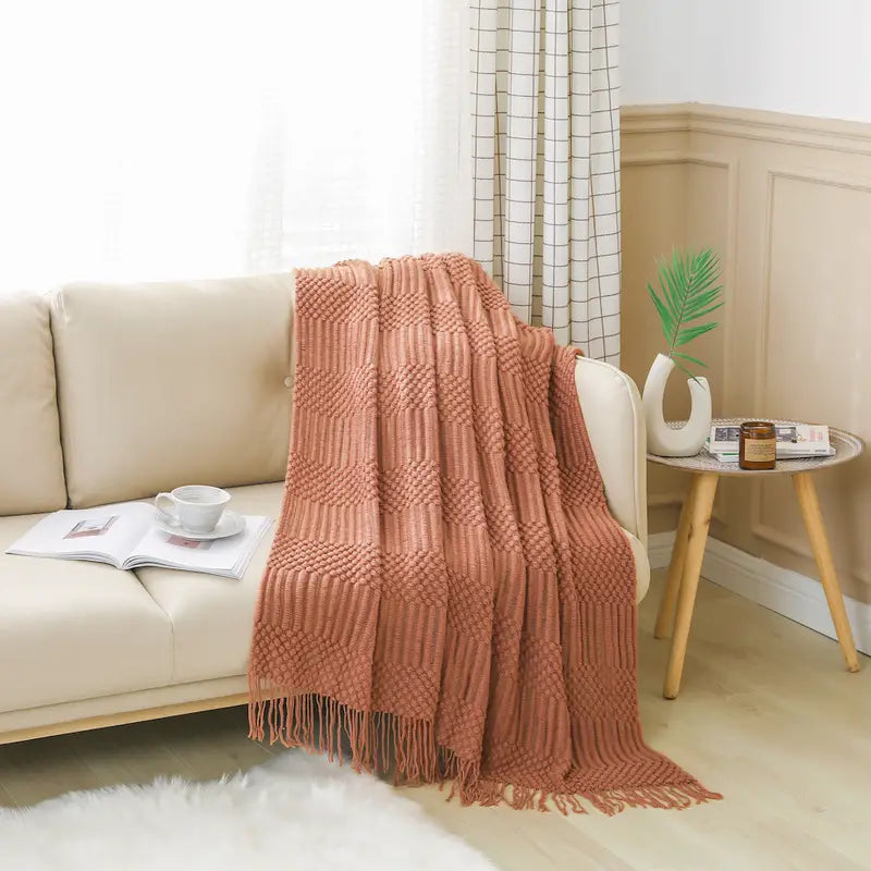 Textured Knit Throw Blanket