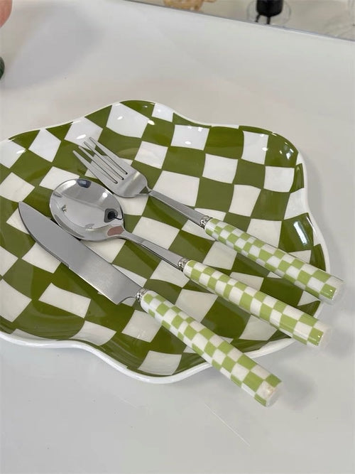 Modern Checkered Flatware - 6 Piece Set