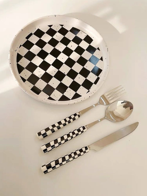 Modern Checkered Flatware - 6 Piece Set