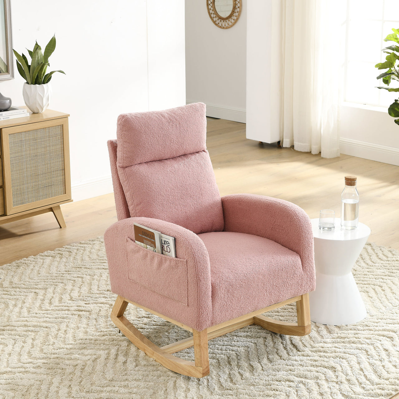 Modern Plush Rocking Chair - Pink