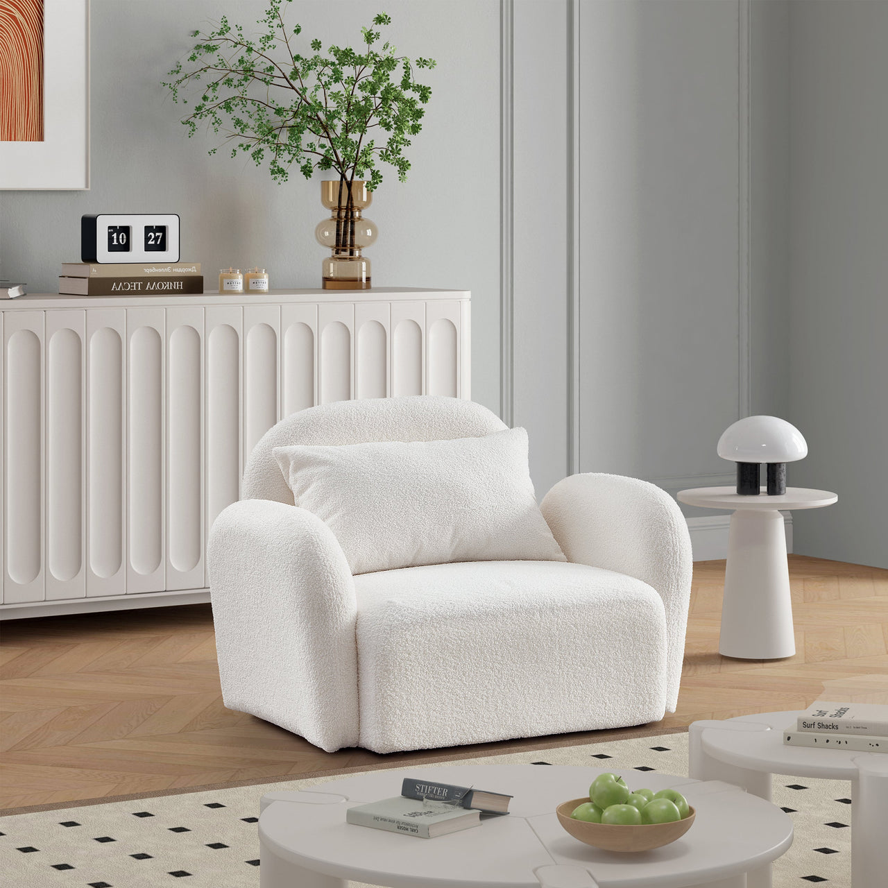 Slouchy Accent Chair - White Teddy