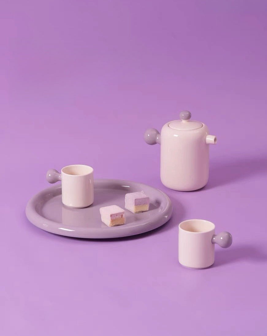 Modern Bauhaus Tea Pot & Tea Cups - 8 Piece Set