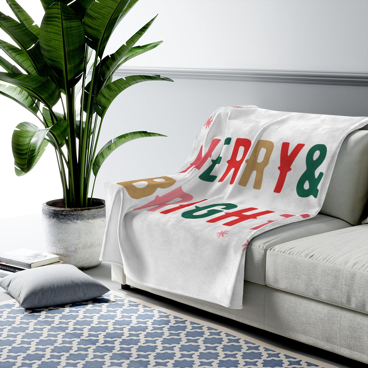 Christmas Holiday Merry & Bright Plush Blanket Throw