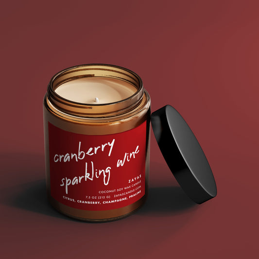 Cranberry Sparkling Wine Coconut Soy Wax Candle