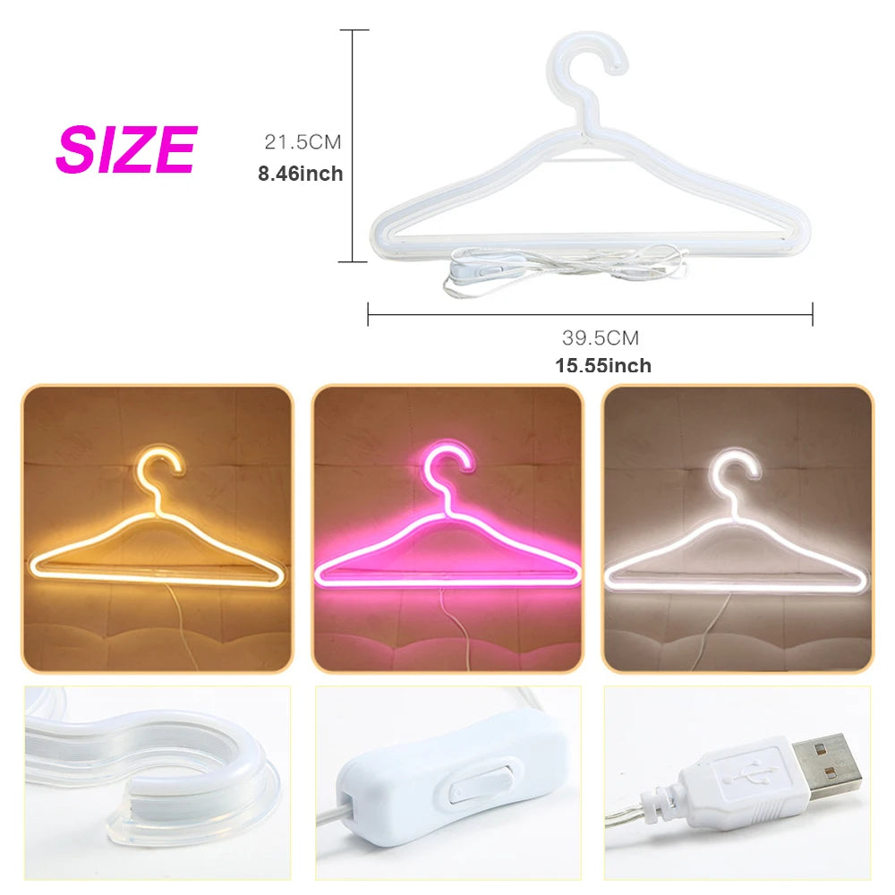USB LED Neon Light Clothes Hanger
