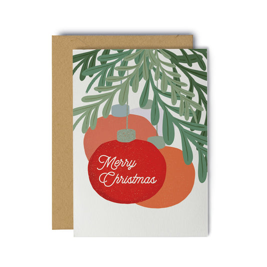 Holiday Ornaments Under The Tree Christmas Card