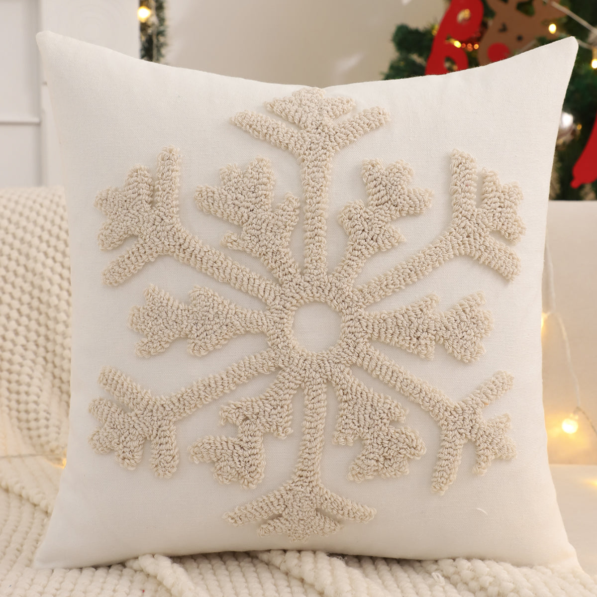 Christmas Yarn Tufted Throw Pillow Cover - 18"x18" - PREORDER