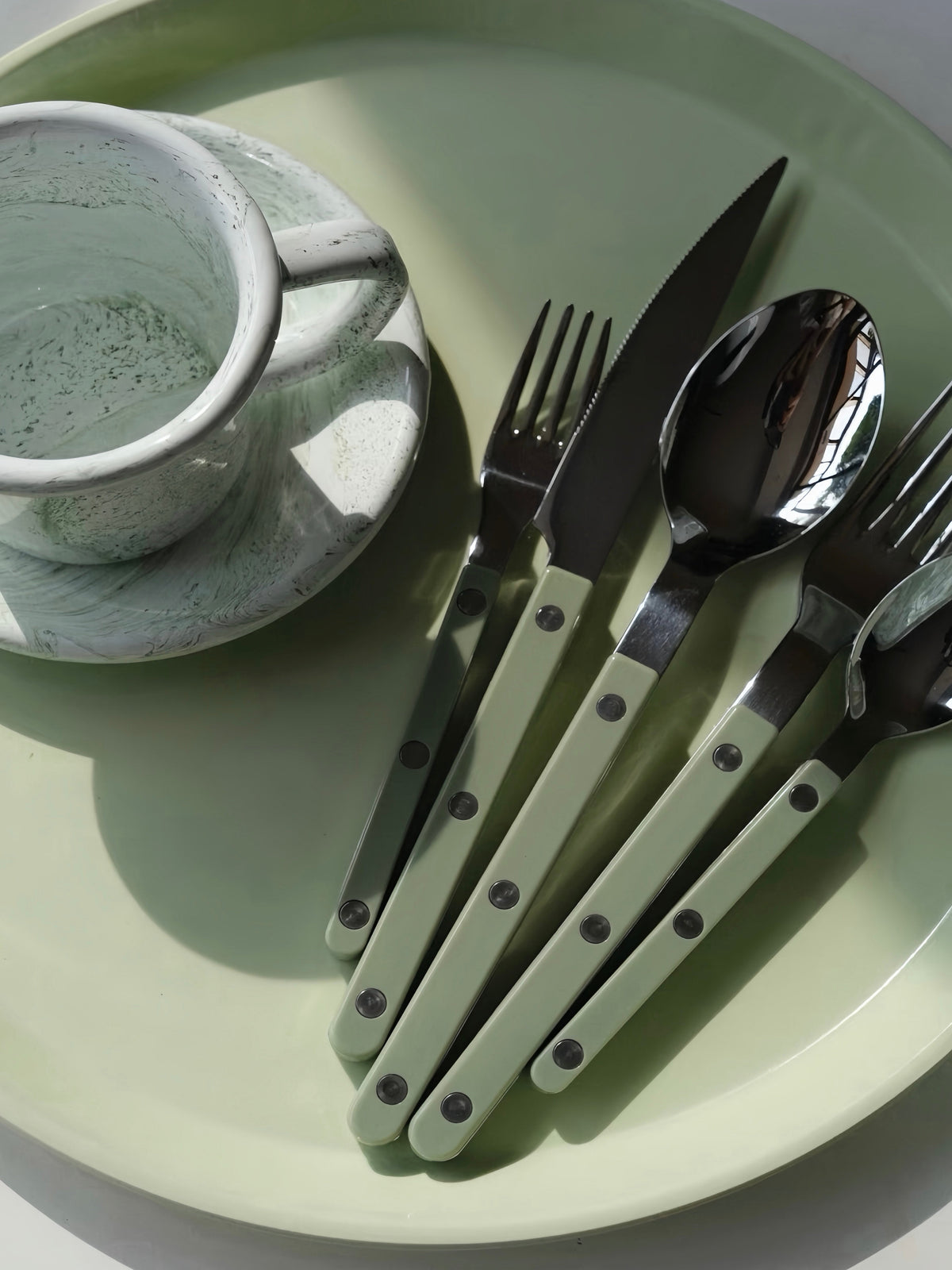 Elegant Modern Nordic Flatware Set Of 10 - Bistrot Rivet Cutlery Silverware-2