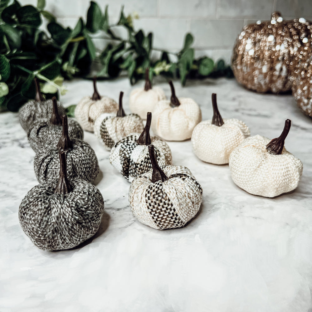 Mini Jute Pumpkins - 12 Pack