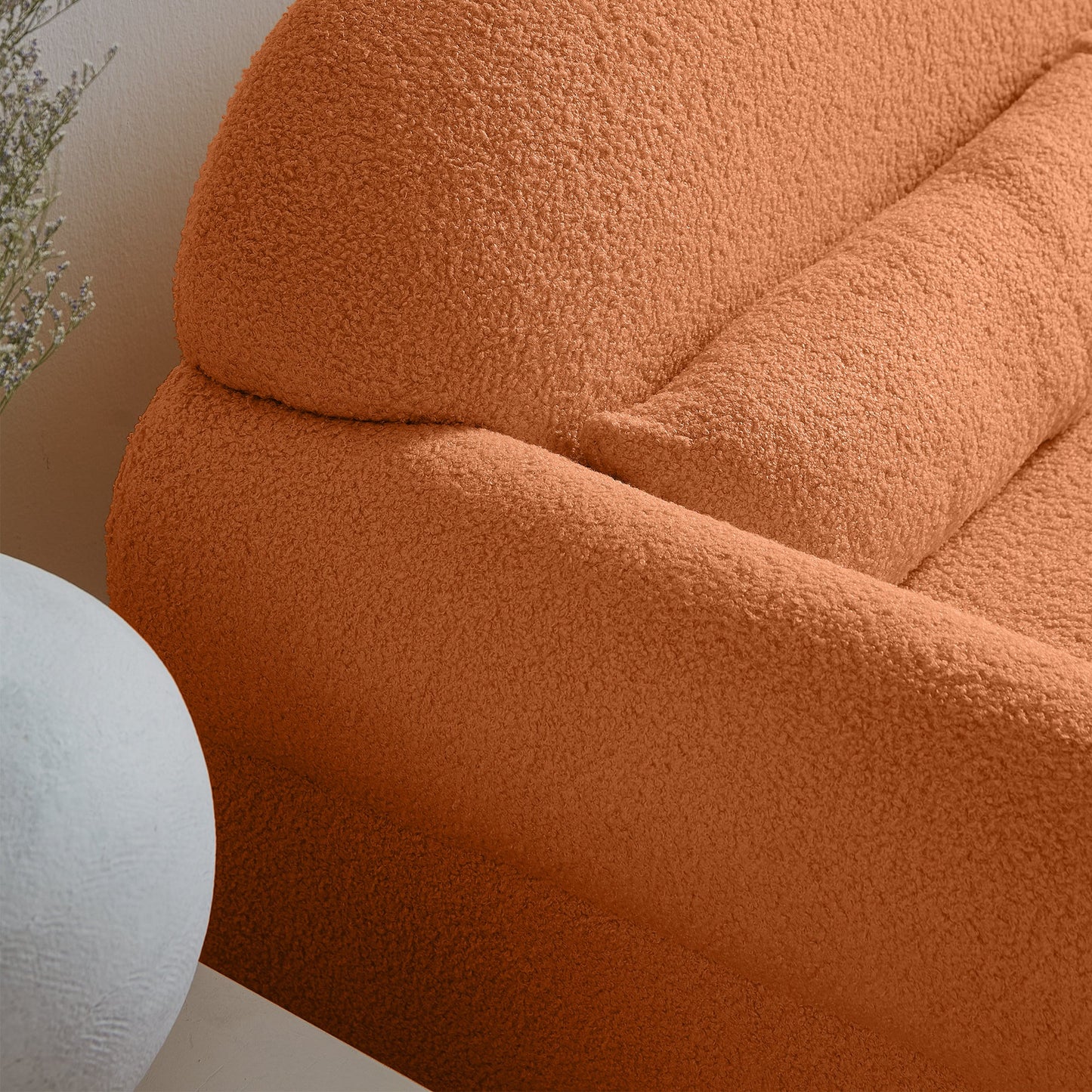 Modern Boucle Accent Chair w/ Lumbar Pillow