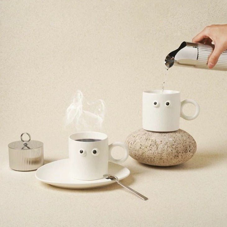 Big Eyes Handmade Ceramic Coffee Mug - Unique, Cute, and Funny