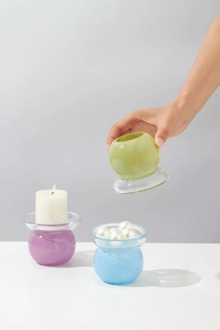 Bonbon Pastel Glass Candle Holder - Dopamine Decor