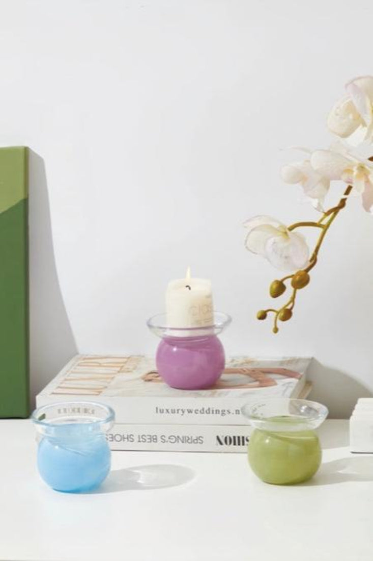 Bonbon Pastel Glass Candle Holder - Dopamine Decor