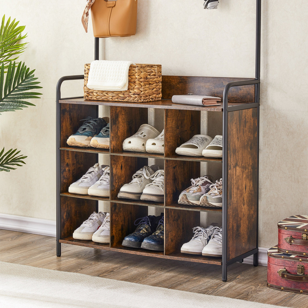 3 in 1 Hall Tree with Shoe Rack for Entryway