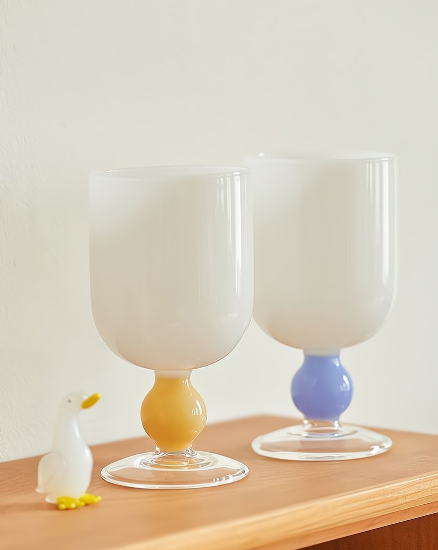 Milky Jawbreaker Candy Wine Glasses - Set of 2