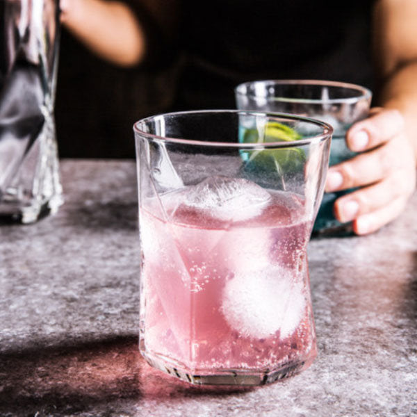 Geometric Crinkle Cut Glass Tumblers