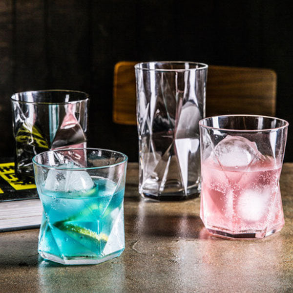 Geometric Crinkle Cut Glass Tumblers
