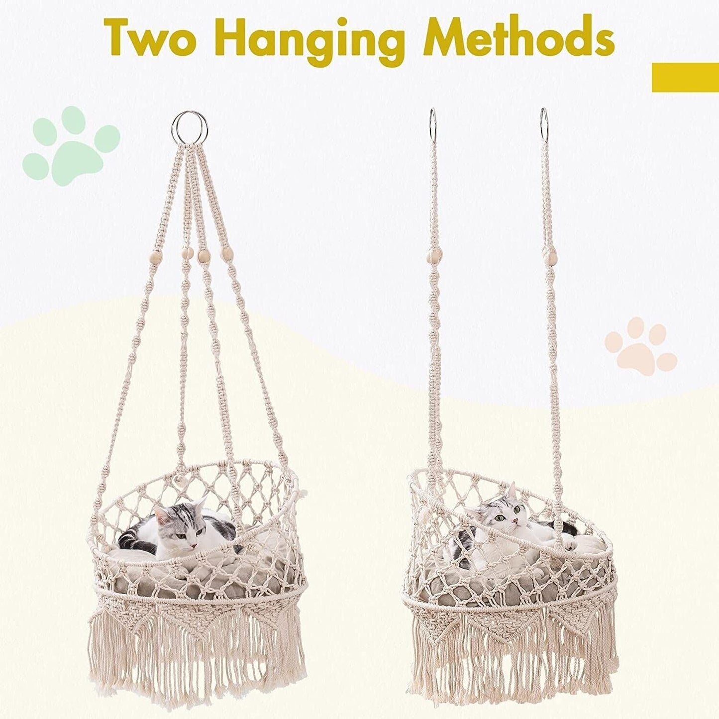Boho Chic Hanging Macrame Bed For Cats