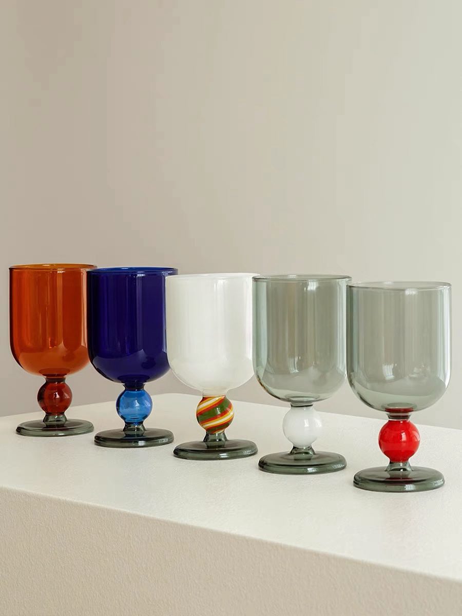 Gumball Wine Glass Goblet - Eclectic Colored Cocktail Glasses