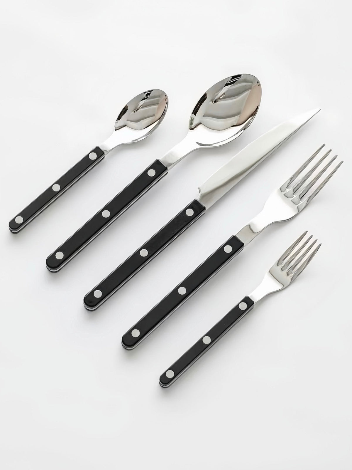 Elegant Modern Nordic Flatware Set Of 10 - Bistrot Rivet Cutlery Silverware-6