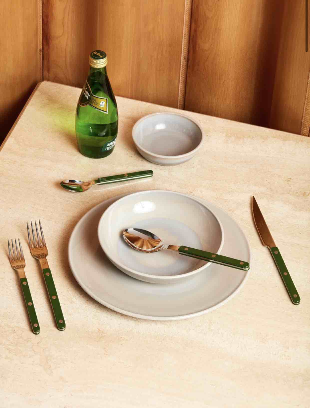 French Bistro Style Flatware - 10 Piece Set in Emerald Green