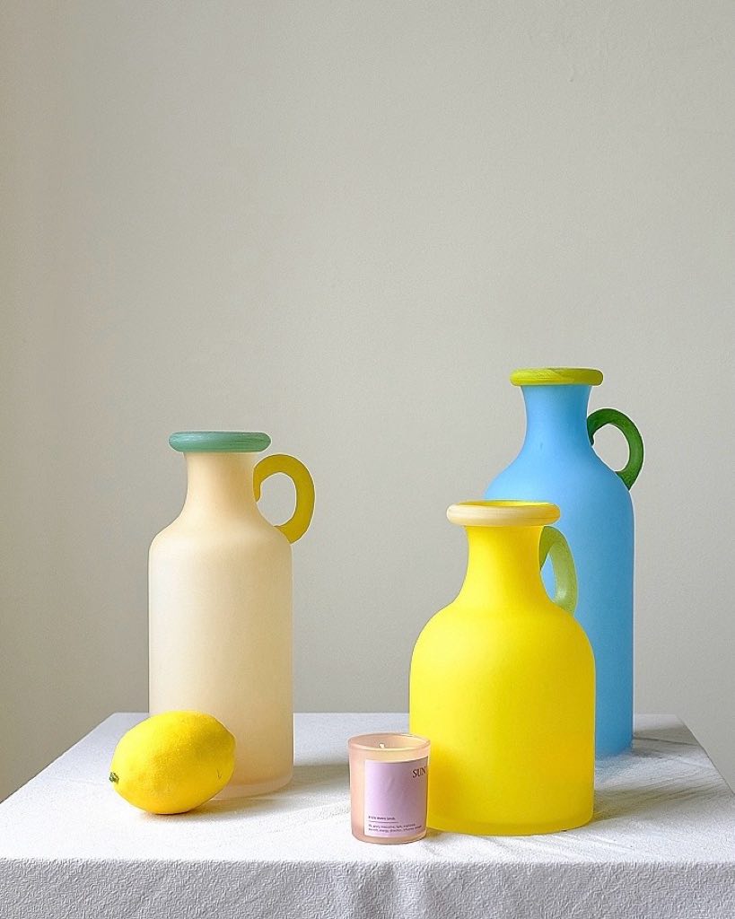 Handblown Colorful Milk Jug Pitcher Vase