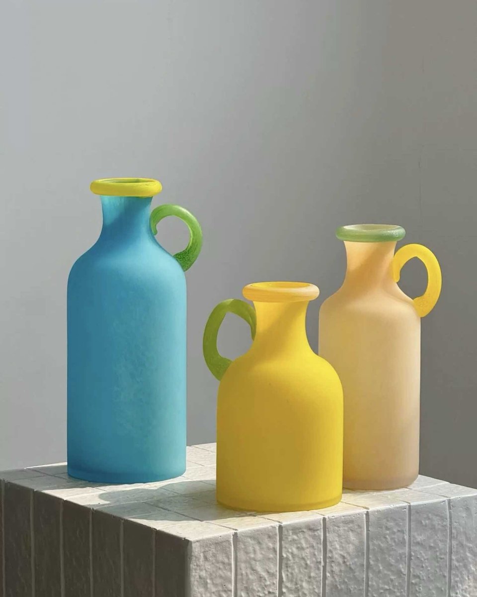Handblown Colorful Milk Jug Pitcher Vase