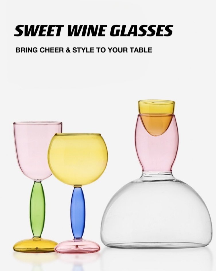 Handblown Bubble Burgundy / Bordeaux Wine Glasses - Set of 2