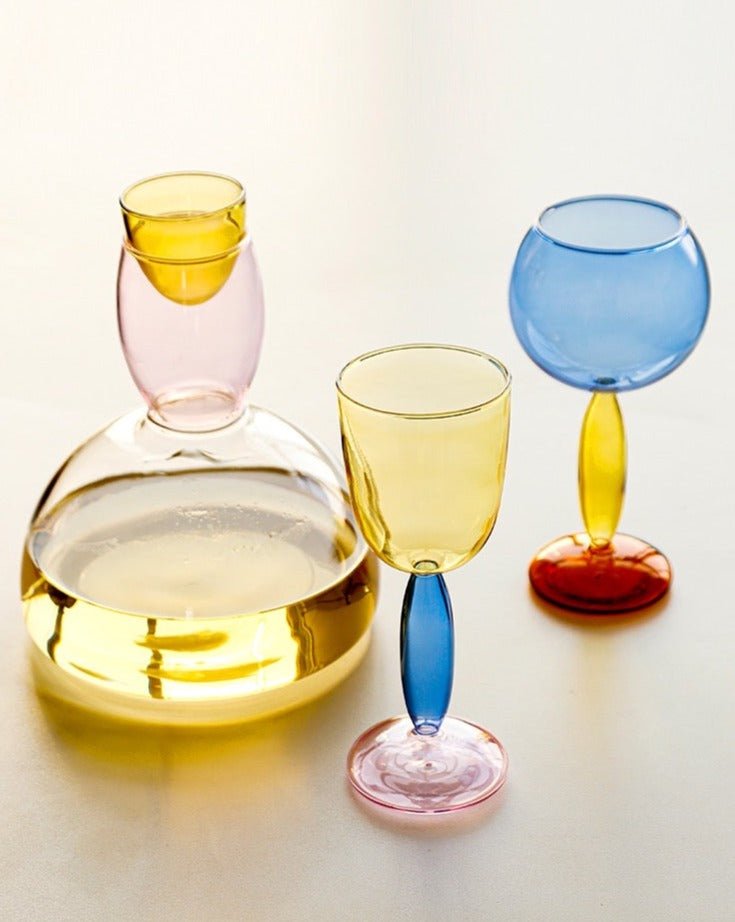 Handblown Bubble Burgundy / Bordeaux Wine Glasses - Set of 2