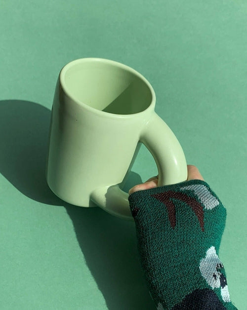 Handcrafted Ceramic Chubby Mugs with Big Twisted Handle - Unique