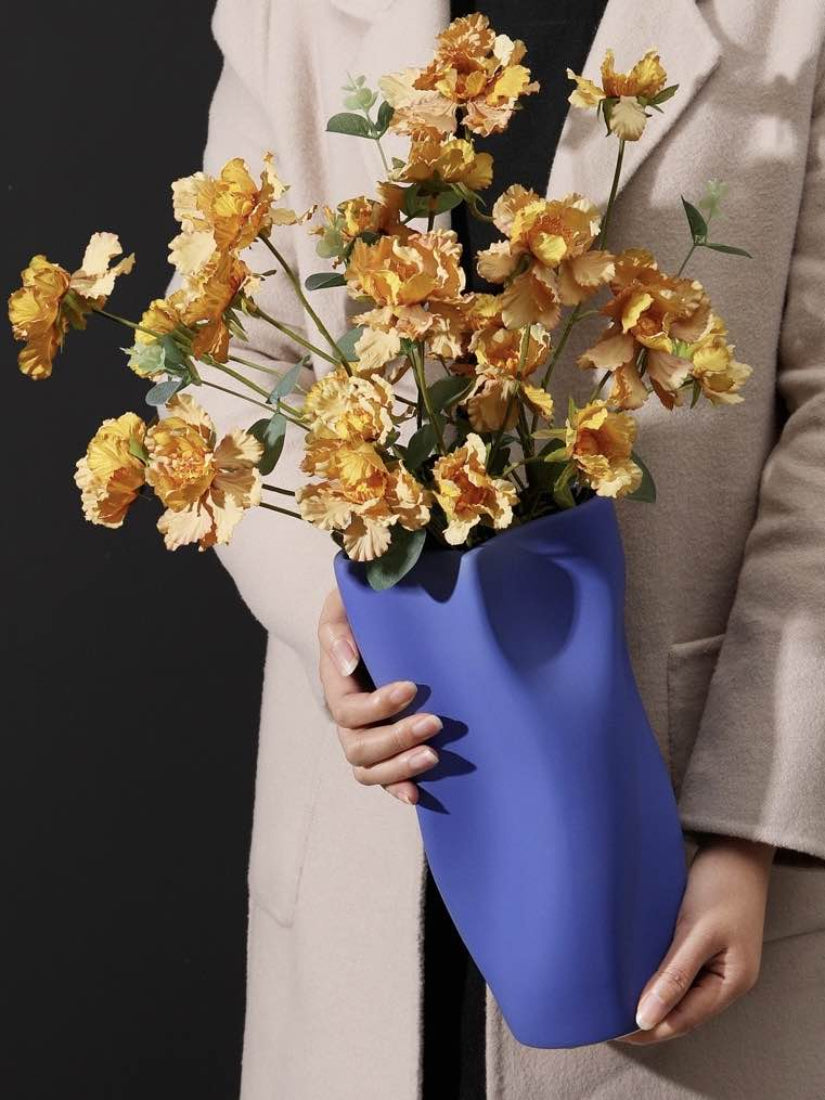 Handcrafted Modern Klein Blue Wavy Vase