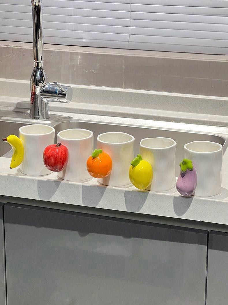 Handmade Fruit Handle Ceramic Coffee Mug / Espresso Cup