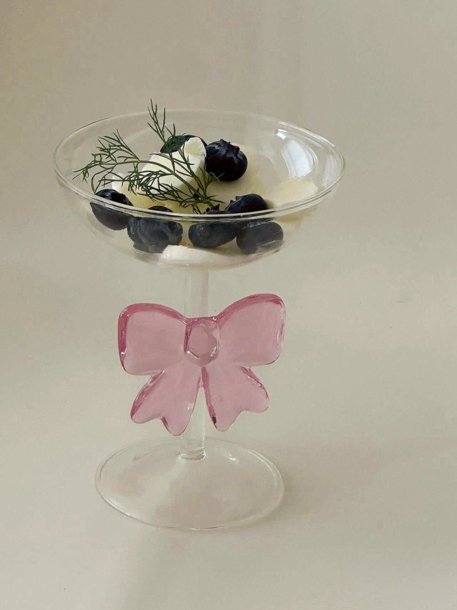 Kawaii Pink Bow Cocktail Coupe- Set of 2