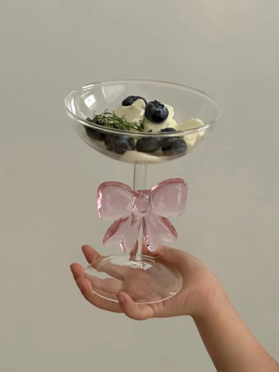 Kawaii Pink Bow Cocktail Coupe- Set of 2