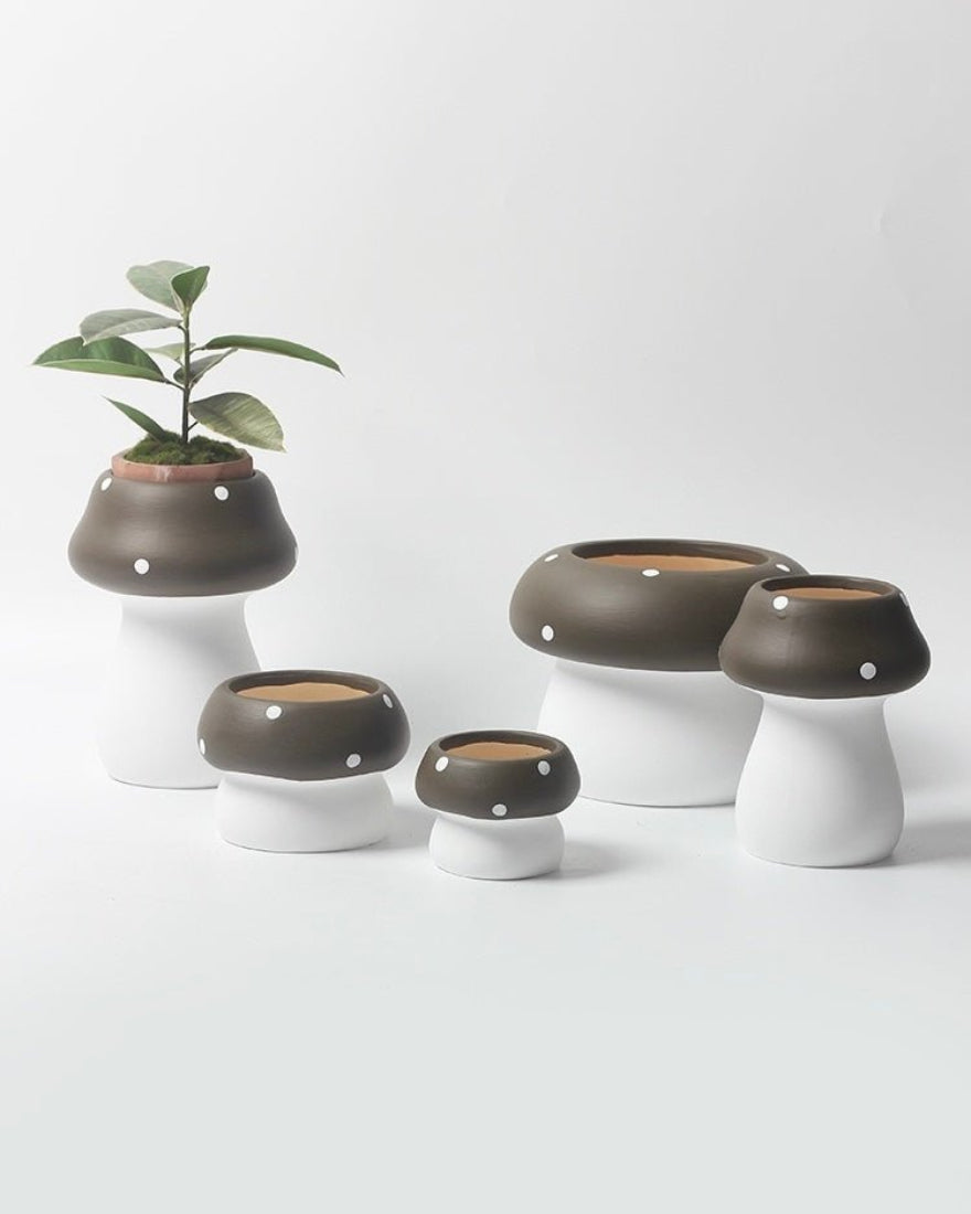Handmade Ceramic Mushroom Plant Pot - Cute Whimsical Decor