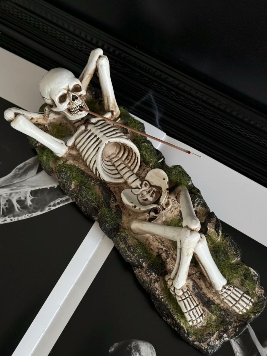 Handmade Chillin' Skeleton Incense Holder