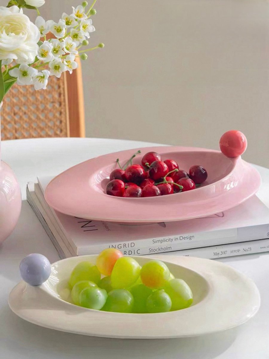 Jelly Bean Handmade Ceramic Rim Bowl - Dopamine Table Serving Dish
