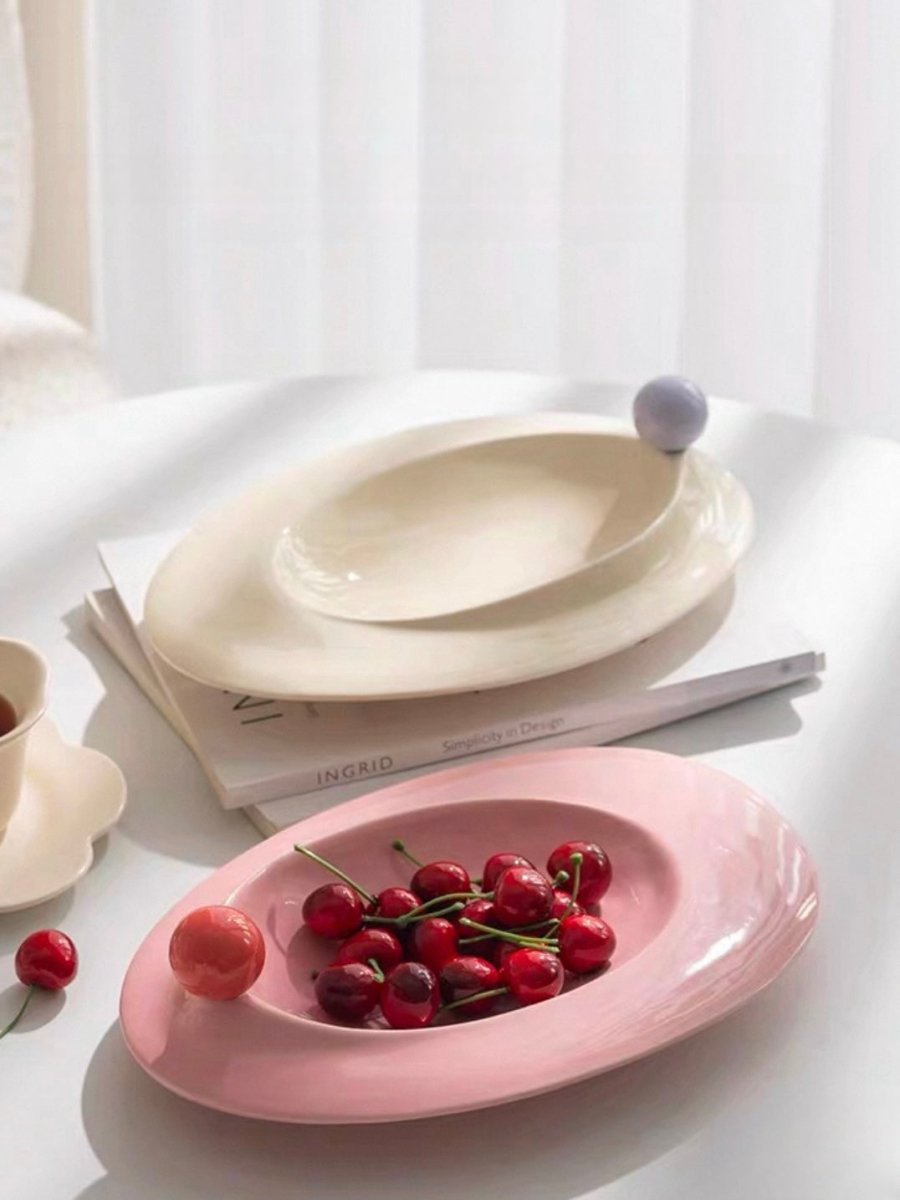 Jelly Bean Handmade Ceramic Rim Bowl - Dopamine Table Serving Dish