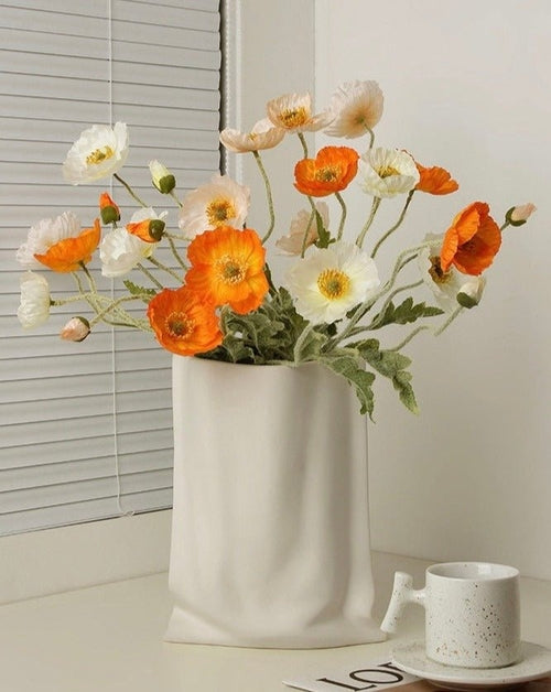 Handmade Ceramic Wrinkle Vase | Morandi Color | Unique Decorative
