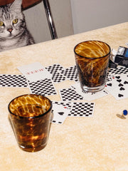 Retro Tortoiseshell Glass Cup Tumbler - Set of 2-4