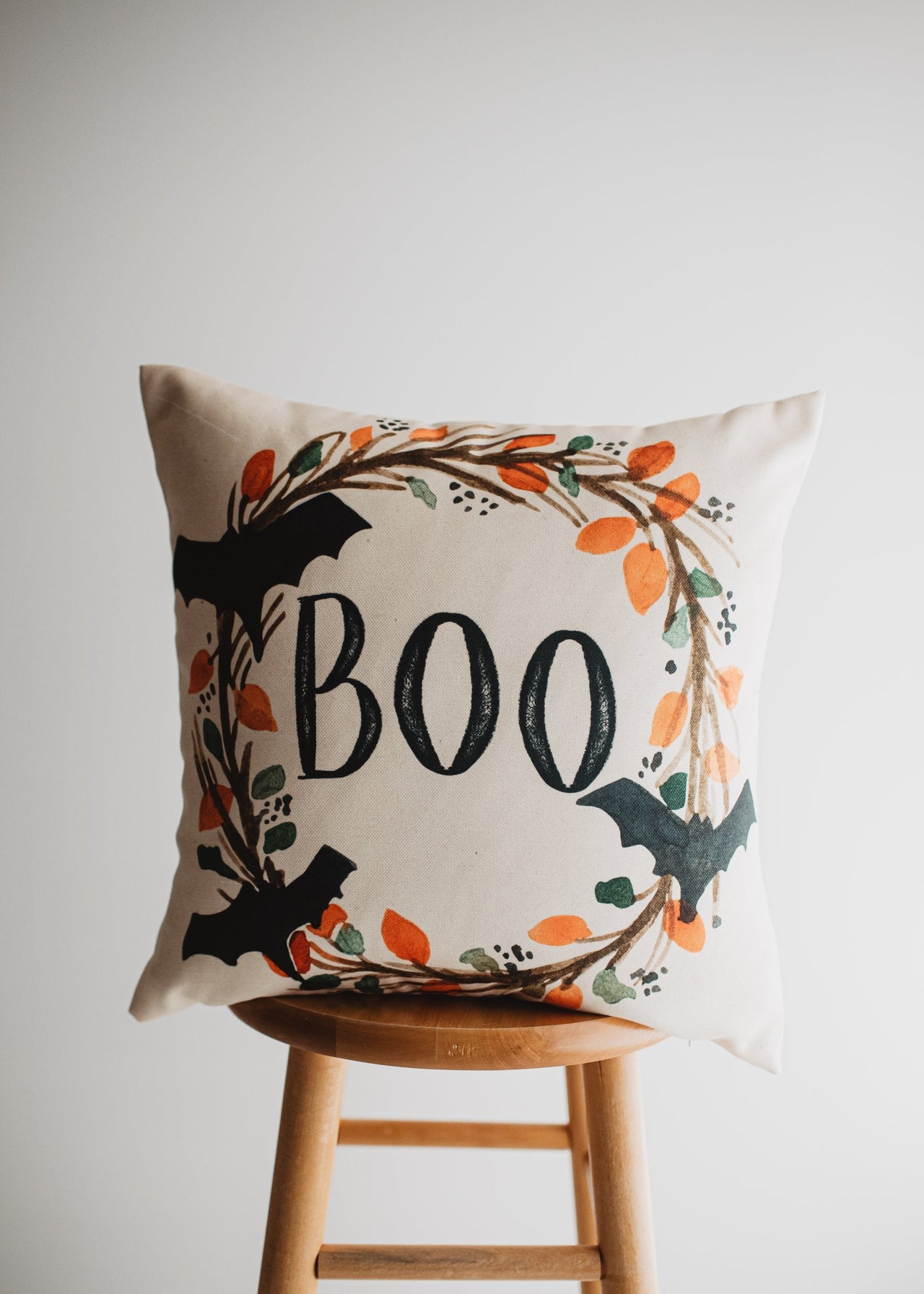 Boo Halloween Wreath Pillow Cover | Fall Decor