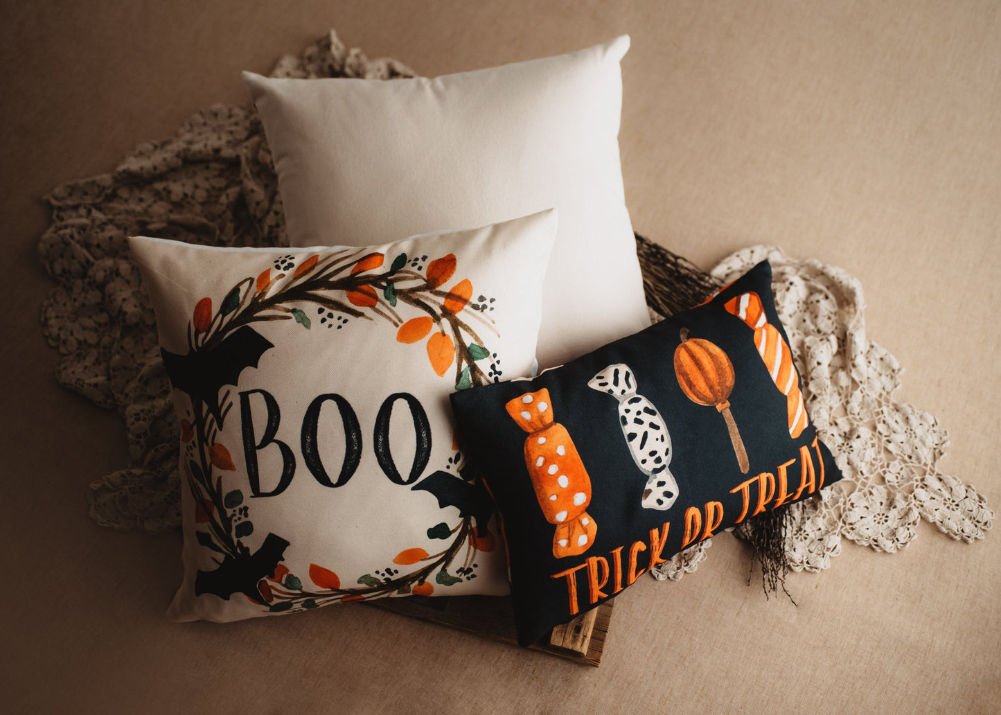 Boo Halloween Wreath Pillow Cover | Fall Decor