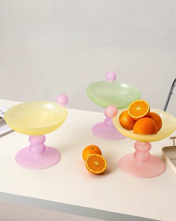 Jelly Bean Glass Fruit Bowl - Whimsical Eclectic Dopamine Centerpiece