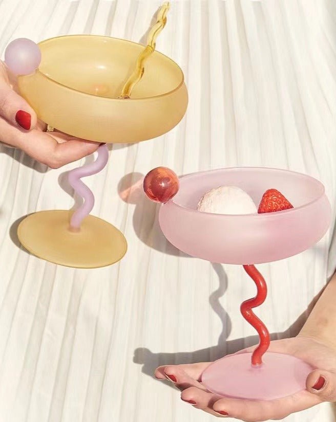 Jelly Bean Wine Glass - Whimsical Eclectic Dopamine Cocktail Coupe