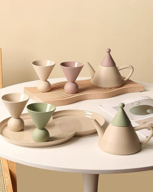 Morandi Ceramic Tea Set Gift Box - Nordic Handmade Cute Teapot & Tea
