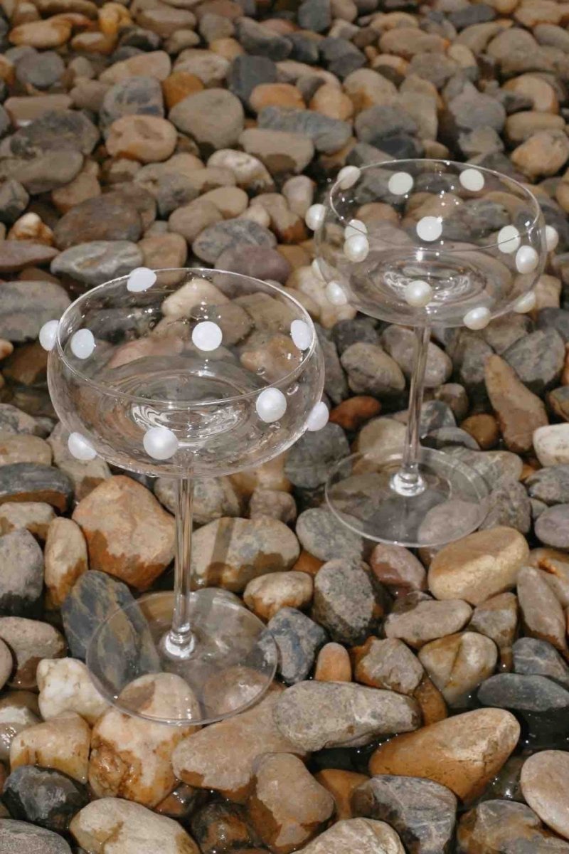 Mouth Blown Elegant Pearl Coupe Wine Glass
